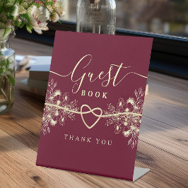 Expositor En L Vintage Burgundy Boda Guest Book