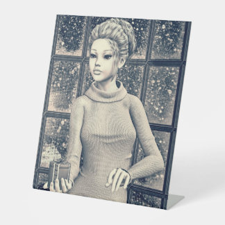 Expositor En L Vintage Christmas Girl - Beautiful Holiday Present