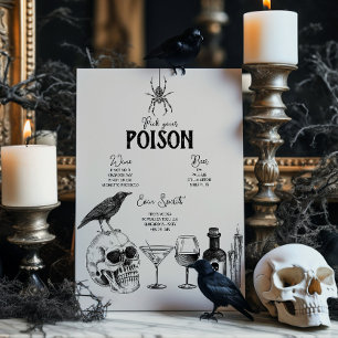Expositor En L Vintage Halloween Party Pick Your Poison Bar Menu