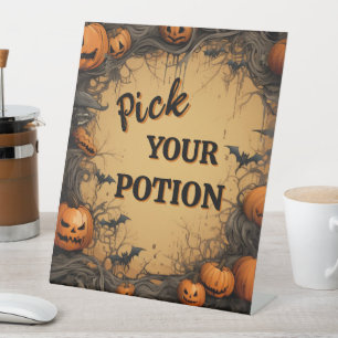 Expositor En L Vintage Jack O lantern Rótulo Pedestal de Hallowee