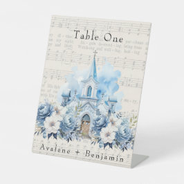 Expositor En L Vintage Musical Dusty Blue Peony Church Boda