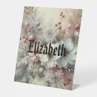 Expositor En L Vintage Watercolor Navidades Floral y Ornamentos