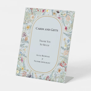 Expositor En L Vintage Wildflower Fern Dusty Tarjetas azules y re