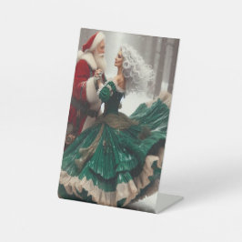 Expositor En L Waltzing Santa en un Rótulo Pedestal, 4" X 6"