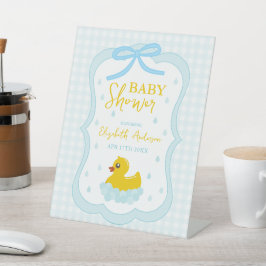 Expositor En L Water Droplets Gingham Boy Baby Shower Welcome