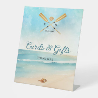 Expositor En L Watercolor Beach Oars Boda Cards & Gifts