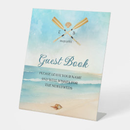 Expositor En L Watercolor Beach Oars Boda Guest Book
