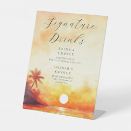 Expositor En L Watercolor Beach Sunset Signature Bebe Boda