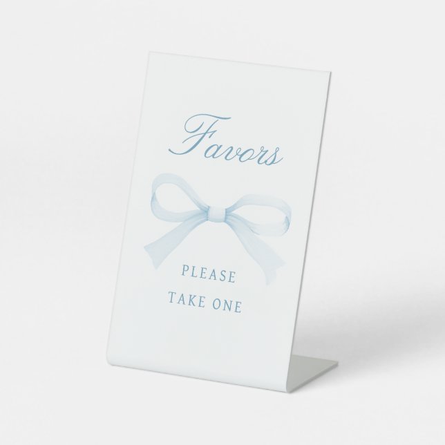 Expositor En L Watercolor Blue Bow Favors (Anverso)