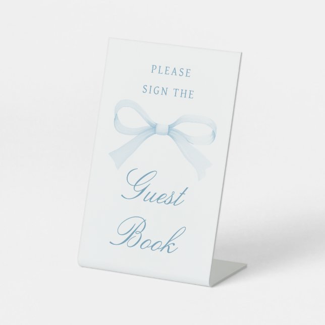 Expositor En L Watercolor Blue Bow Guest Book (Anverso)