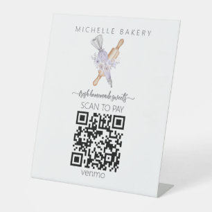 Expositor En L Watercolor Cake shop QR CODE Pago