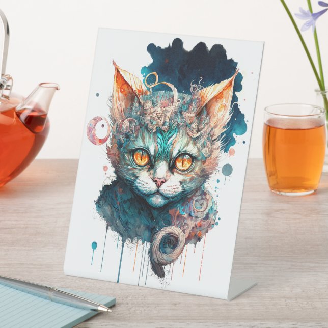 Expositor En L Watercolor cat en estilo steampunk (In Situ)