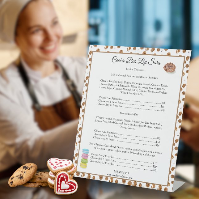 Expositor En L Watercolor Chocolate Chips Cookies Bakery (Watercolor price menu board for your customers to make their choices. )