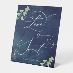 Expositor En L Watercolor Dark Blue Greenery Boda Bar