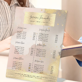 Expositor En L Watercolor Faux Relieve metalizado dorado Price Li