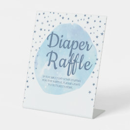 Expositor En L Watercolor Luna & Stars Pastel Diaper Raffle Rótul