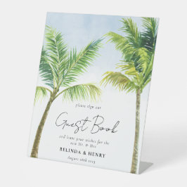 Expositor En L Watercolor Palm Tree Beach Wedding Book