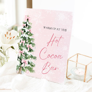 Expositor En L Watercolor Pink Bows Christmas Tree Hot Cocoa Bar