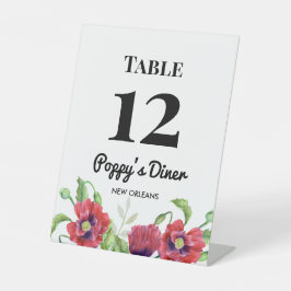 Expositor En L Watercolor Rojo Poppies Floral Art Cafe Table Tent