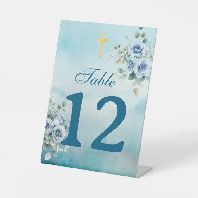 Expositor En L Watercolor Roses Christening Table (Anverso)