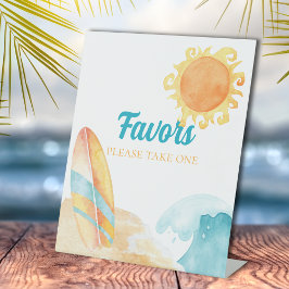 Expositor En L Watercolor Surfboard Beach Party Favor