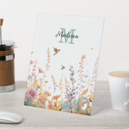 Expositor En L Watercolor Wildflowers Monogram Personalized Name