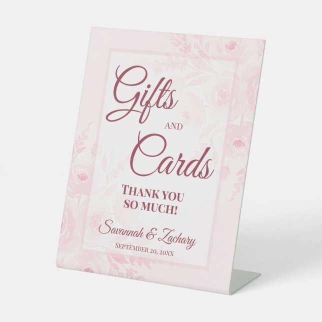 Expositor En L Wedding Gifts & Cards Thank You Blush Pink Peonies (Anverso)