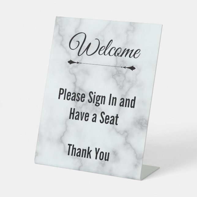 Expositor En L Welcome Please Sign In and Have a Seat Faux Marble (Anverso)