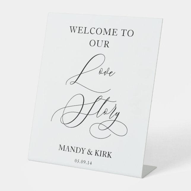 Expositor En L Welcome to Our Love Story Wedding Sign Banner (Anverso)