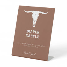 Western Cowboy Baby Shower Diaper Raffle Rótulo