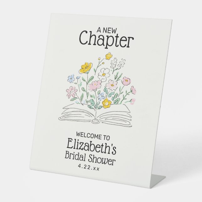 Expositor En L Whimsical A New Chapter Bridal Shower Welcome Sign (Anverso)