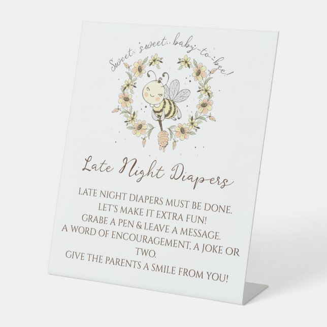 Expositor En L Whimsical Bee Wreath Diapers nocturnos (Anverso)