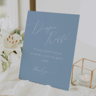 Expositor En L Whimsical Dusty Blue Diaper Raffle Baby Shower