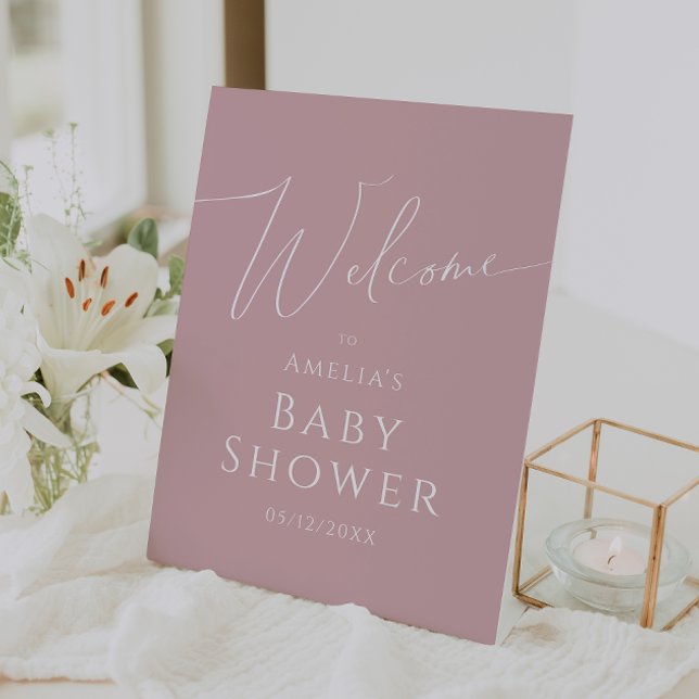 Expositor En L Whimsical Dusty Rosa Bienvenida Baby Shower (Subido por el creador)