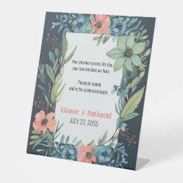 Expositor En L Whimsical Floral Salmon Blue Green Boda