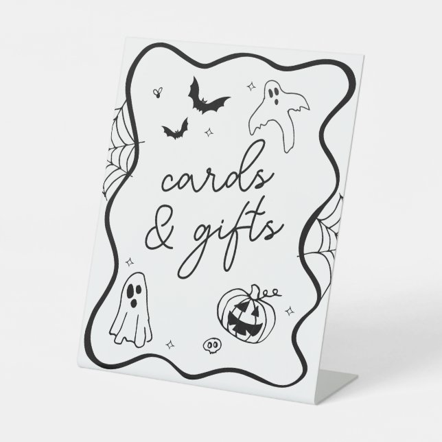 Expositor En L Whimsical Halloween Baby Shower Cards & Gifts (Anverso)