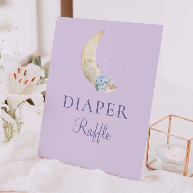 Expositor En L Whimsical Moon Purple Baby Shower Diaper Raffle (Subido por el creador)