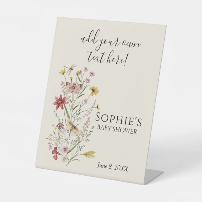 Expositor En L Whimsical Wildflower Baby En Palabras Personalizad (Anverso)