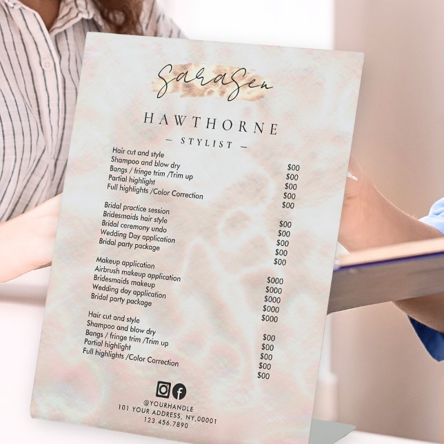 Expositor En L White Opal Price List Rosa Gold Luxury Elegant (Subido por el creador)