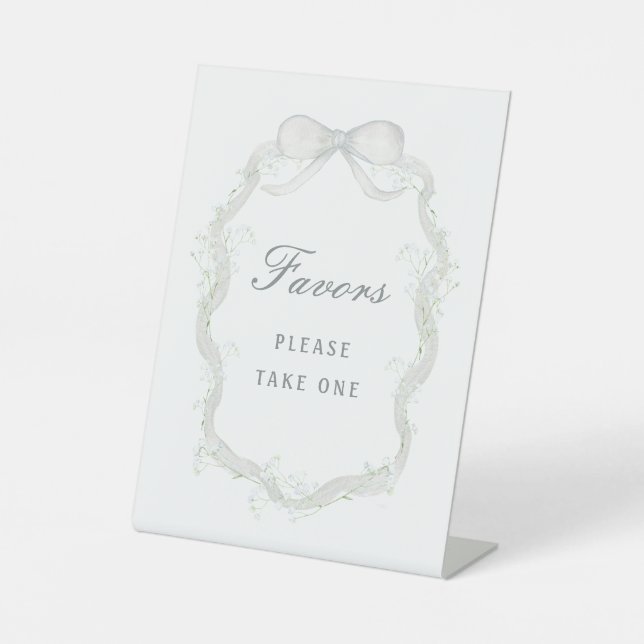 Expositor En L White Ribbon Baby's Breath Favors (Anverso)