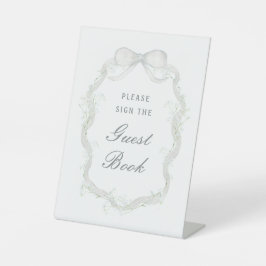 Expositor En L White Ribbon Baby's Breath Guest Book