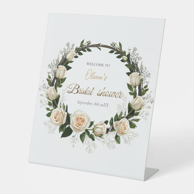 Expositor En L White Roses & Baby’s Breath Favors (Anverso)