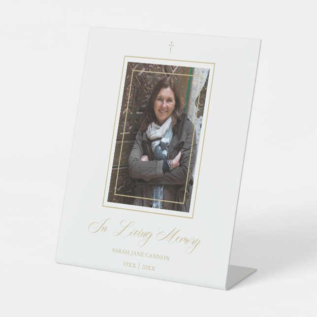 Expositor En L White Traditional & Elegant Golden Photo Funeral (Anverso)
