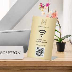 Expositor En L Wifi logotipo de negocios qr escaneo de código par