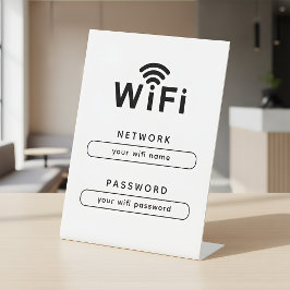 Expositor En L WIFI Name and Password Simple Table Top Sign
