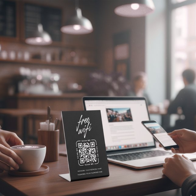 Expositor En L Wifi Network QR Code Black Modern Business (Subido por el creador)