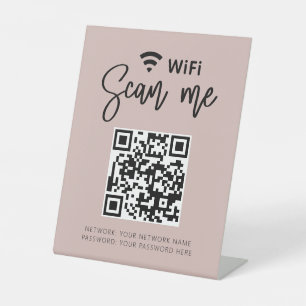 Expositor En L Wifi Password QR Code Girly Rubor Pink Business