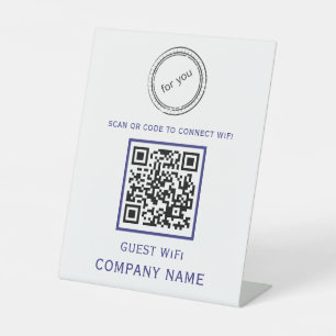 Expositor En L Wifi QR Código contraseña y nombre de red blanco