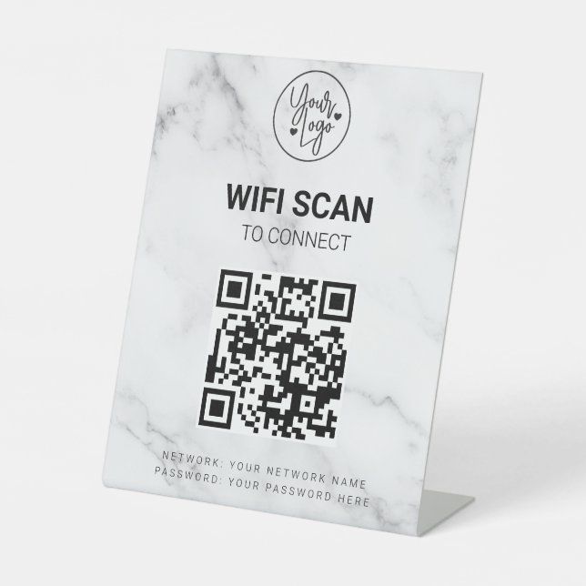 Expositor En L Wifi Scan para conectar el código QR Marble de log (Anverso)