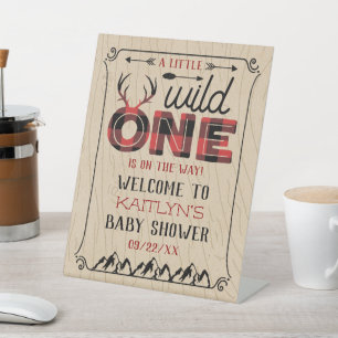 Expositor En L Wild One Boys Rustic Plaid Lumberjack Baby Shower